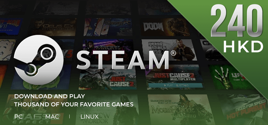 Steam Wallet Code 240 HKD (~796.560 VNĐ)